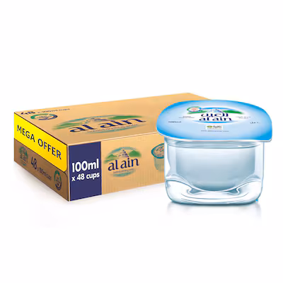 Al Ain Low Sodium Drinking Water Cups, 100ml, Pack of 48